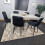 Grey Kitchen Dining Table and 6 Black Tufted Velvet Chairs Set 4