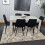 Grey Kitchen Dining Table and 6 Black Tufted Velvet Chairs Set 12