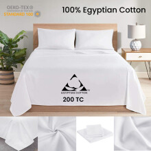 (Super King Flat Sheet: 270 x 310 cm) Egyptian Cotton Duvet Quilt Cover Bedding Set Luxury Flat Bed Sheets & Pillowcases