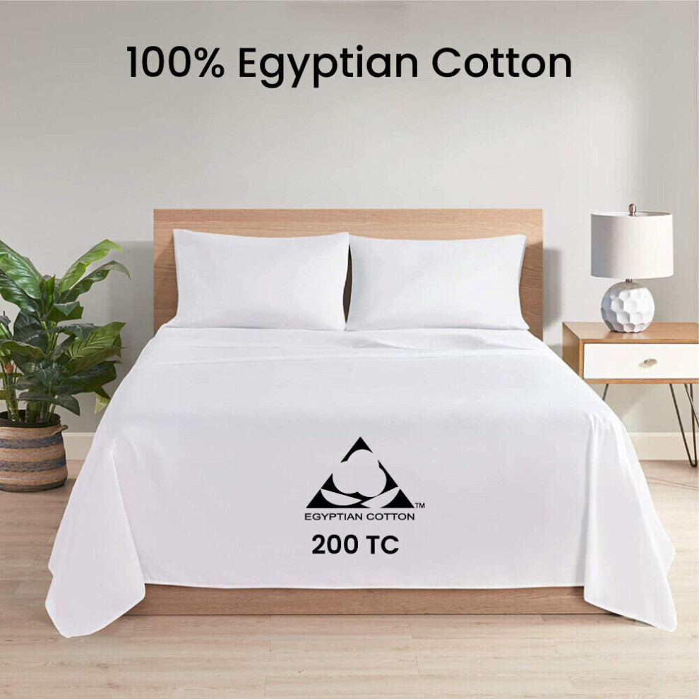 (King Flat Sheet: 270 x 298 cm.) Egyptian Cotton Duvet Quilt Cover Bedding Set Luxury Flat Bed Sheets & Pillowcases