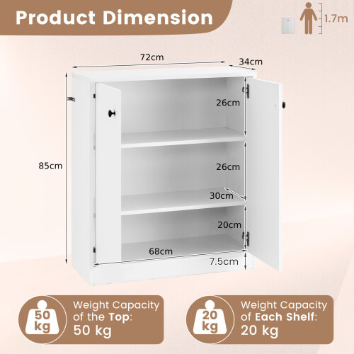 Costway 2-Door Storage Cabinet Modern Accent Cabinet Storage Organizer 2