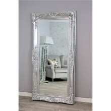 (Chrome, 88cm x 178cm) HUGE PARIS Mirror Leaner Ornate Antique Mirror - Free Standing Ornate Mirror - Premium Quality - Fabulous Mirrors