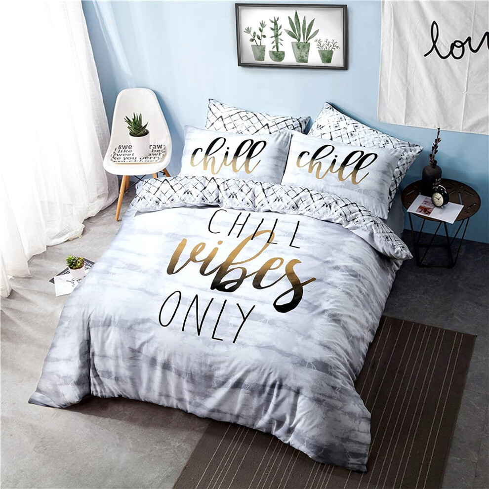 Chill Vibes Only Slogan Waves Duvet Set Polycotton Bedding