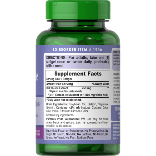 Puritan's Pride Puritan's Pride Milk Thistle Extract 1000mg - 180 Softgels - Liver Support Supplement 1