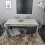 Grey Kitchen Dining Table and 6 Grey Tufted Velvet Chairs Set 1