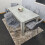 Grey Kitchen Dining Table and 6 Grey Tufted Velvet Chairs Set 4