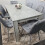 Grey Kitchen Dining Table and 6 Grey Tufted Velvet Chairs Set 6