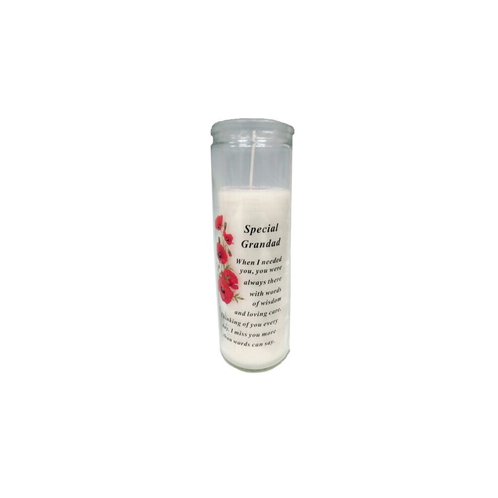 David Fischhoff Red Graveside Memorial Candle Sentiment Verse Poppy - Special Grandad
