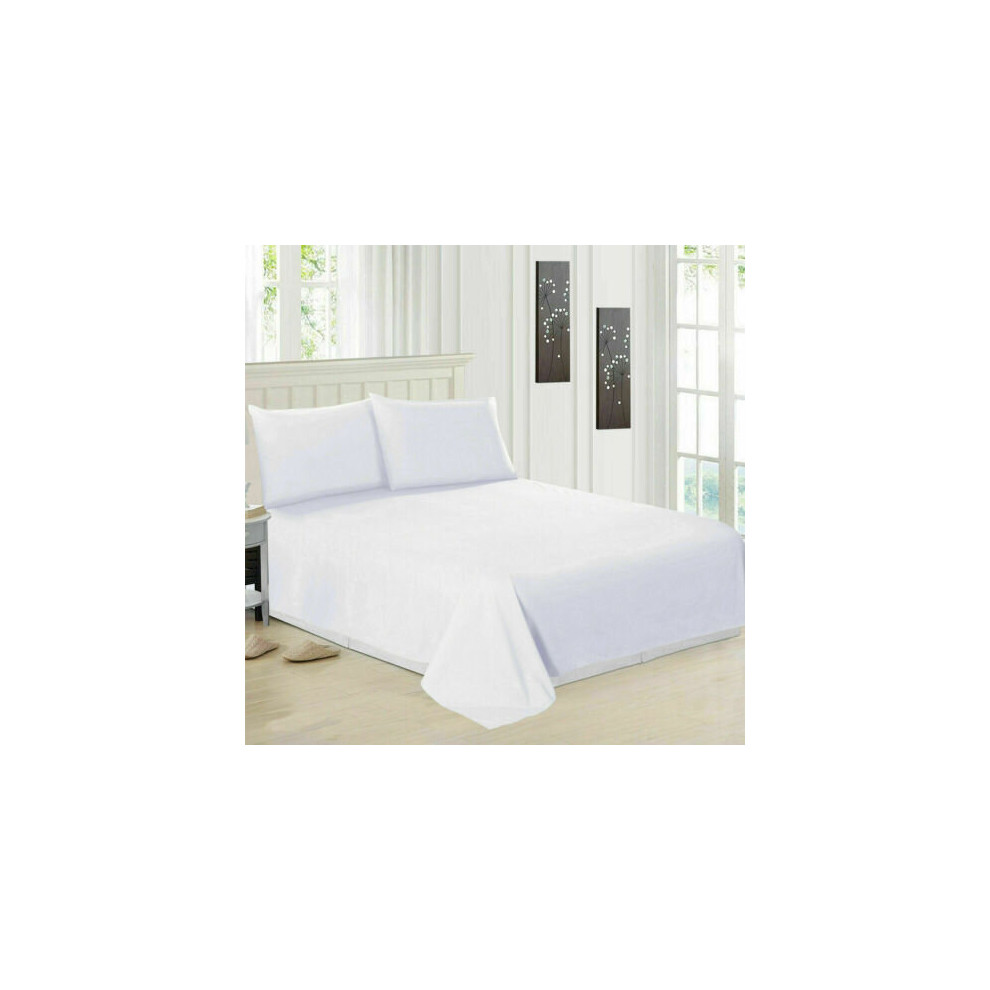 (DOUBLE) Luxury Flat Bed Sheet - White 100% Egyptian Cotton