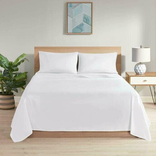 (SUPER KING) Luxury Flat Bed Sheet - White 100% Egyptian Cotton 2