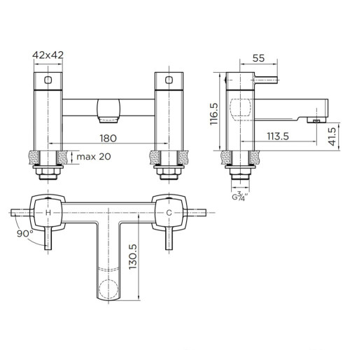 Hero Basin & Bath Filler Tap Pack 2