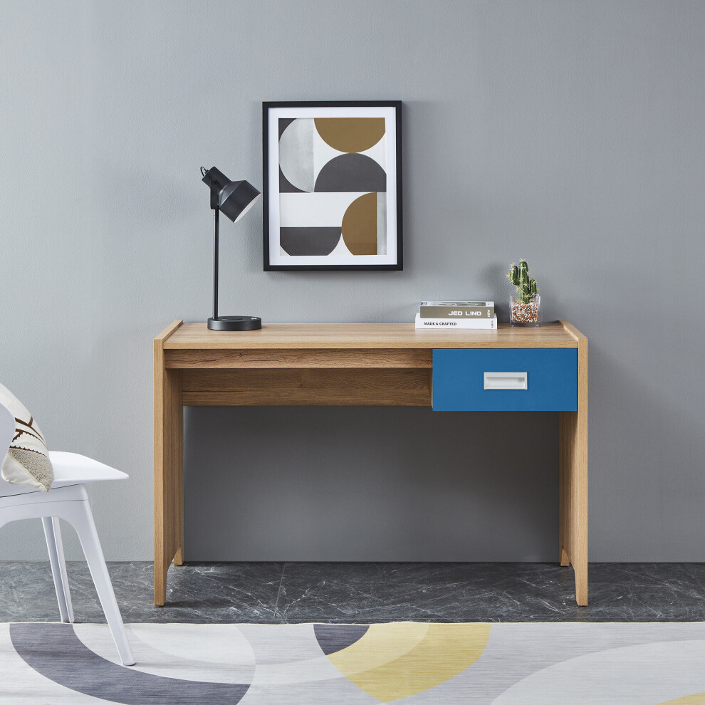 (Blue) Home Source Broughton 1 Drawer Home Office Desk