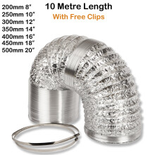 (250mm x 10m (10")) Air Ducting Aluminium Foil Flexible Ventilation Fan Duct Extractor