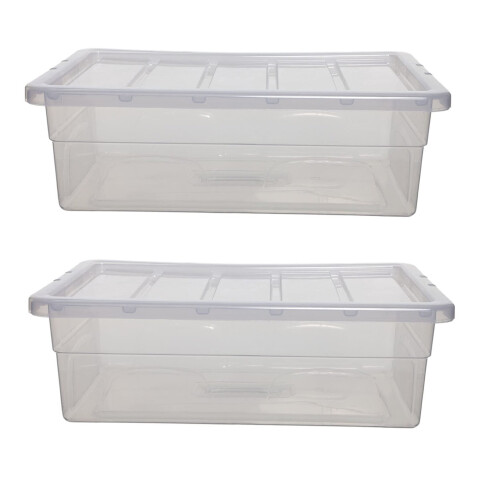2x 56cm Under Bed Storage Box Spacemaster Clear Plastic Stackable