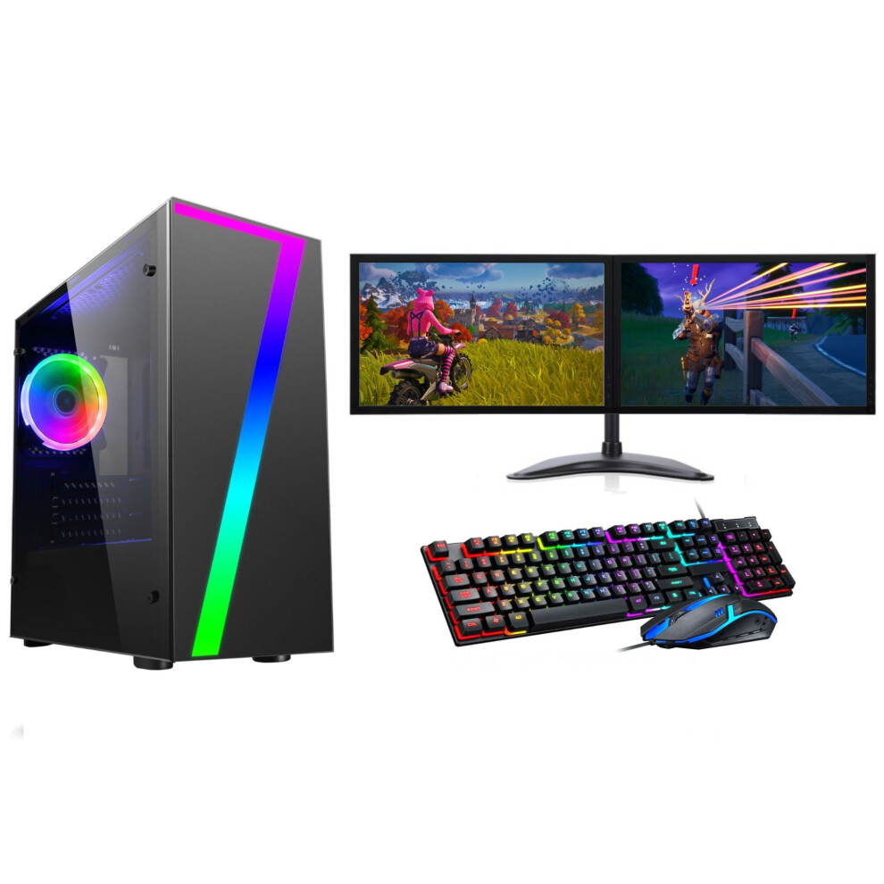 Fcs Gaming Pc Dual 22" Monitor Setup I7 3770 240 Ssd 1Tb 16Gb Ram Gtx 1660