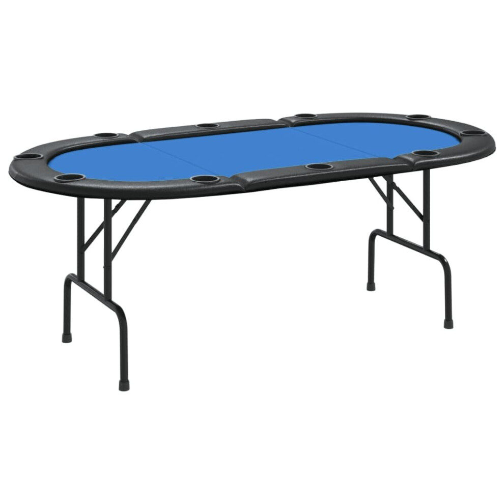 (blue) vidaXL 10-Player Folding Poker Table 206x106x75 cm Game Poker Table Blue/Green