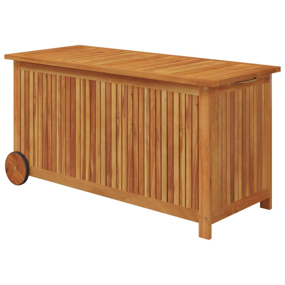 Vidaxl (113 X 50 X 58 Cm) Solid Wood Acacia Garden Storage Box With Wheels Tool Chest Storage