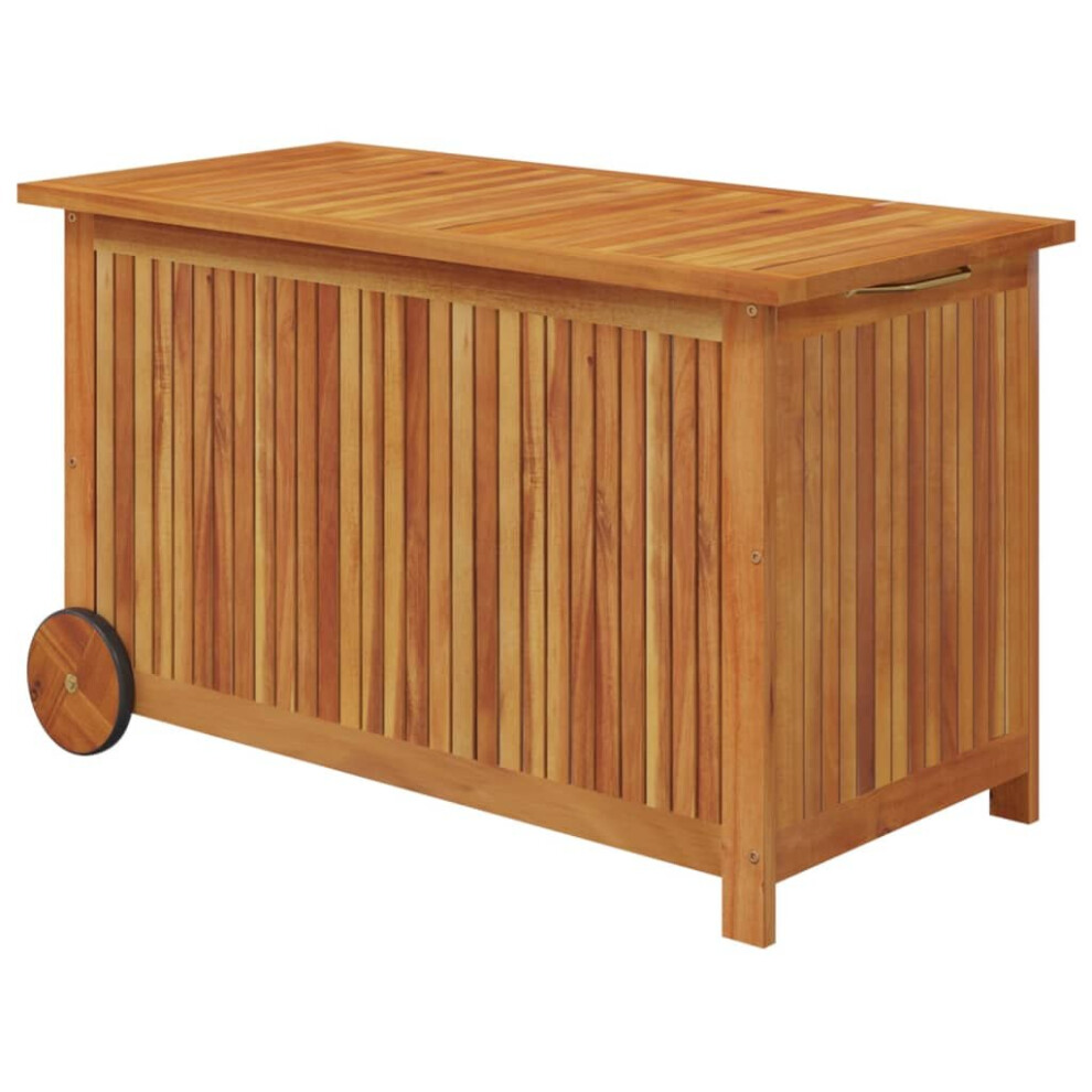 (90 X 50 X 58 cm) vidaXL Solid Wood Acacia Garden Storage Box With Wheels Tool Chest Storage