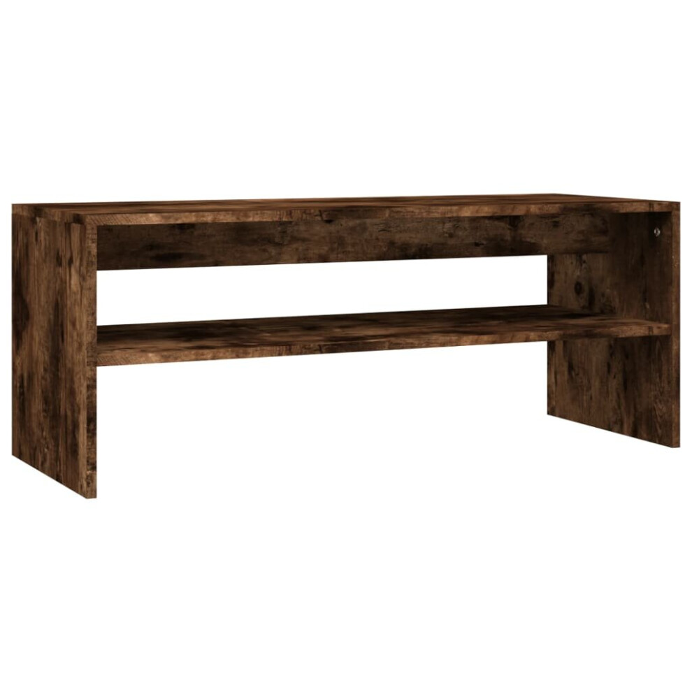 (smoked oak) vidaXL Coffee Table with a Shelf Engineered Wood Accent Desk Multi Colours