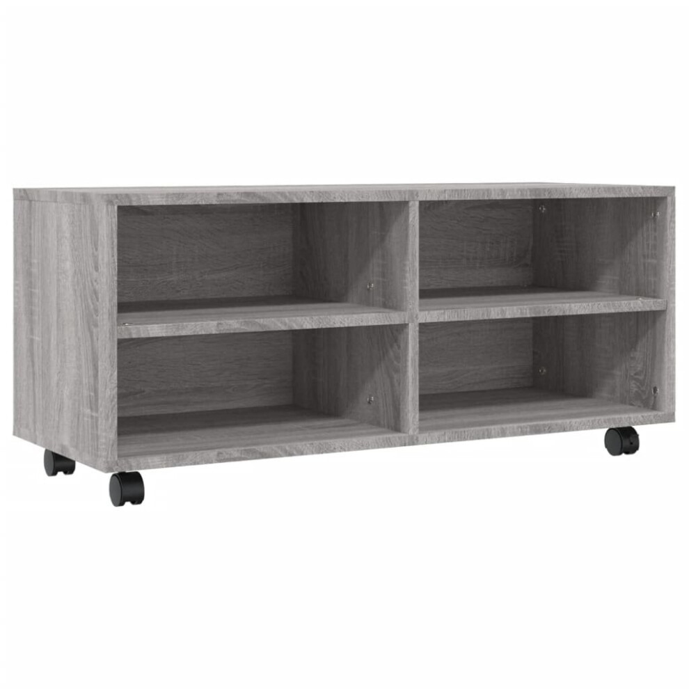 (grey sonoma) vidaXL TV Cabinet & Castors 4 Open Compartments Engineered Wood Multi Colours