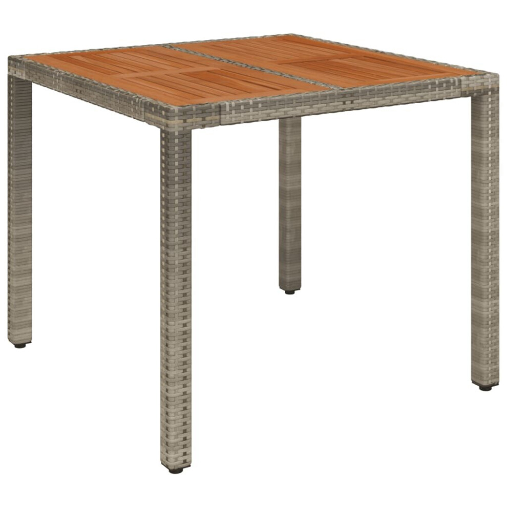 (grey and brown, 90 x 90 x 75 cm) vidaXL Garden Table Outdoor Patio Dining Dinner Table with Top Poly Rattan