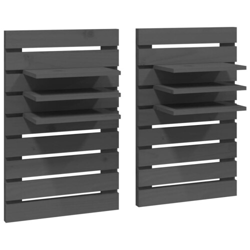 VidaXL (grey) vidaXL 2x Solid Wood Pine Wall-mounted Bedside Shelves Storage Multi Colours 1