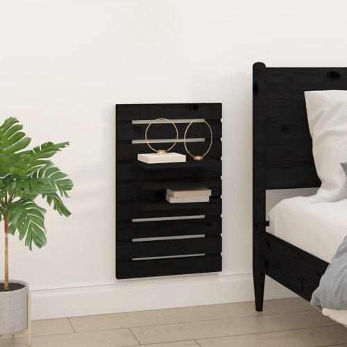 VidaXL (black) vidaXL 2x Solid Wood Pine Wall-mounted Bedside Shelves Storage Multi Colours 2