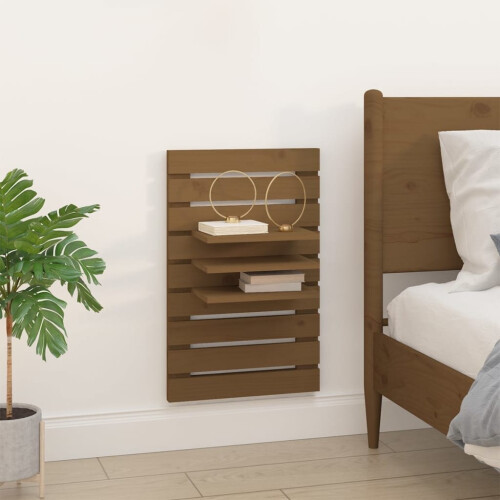 VidaXL (honey brown) vidaXL 2x Solid Wood Pine Wall-mounted Bedside Shelves Storage Multi Colours 2