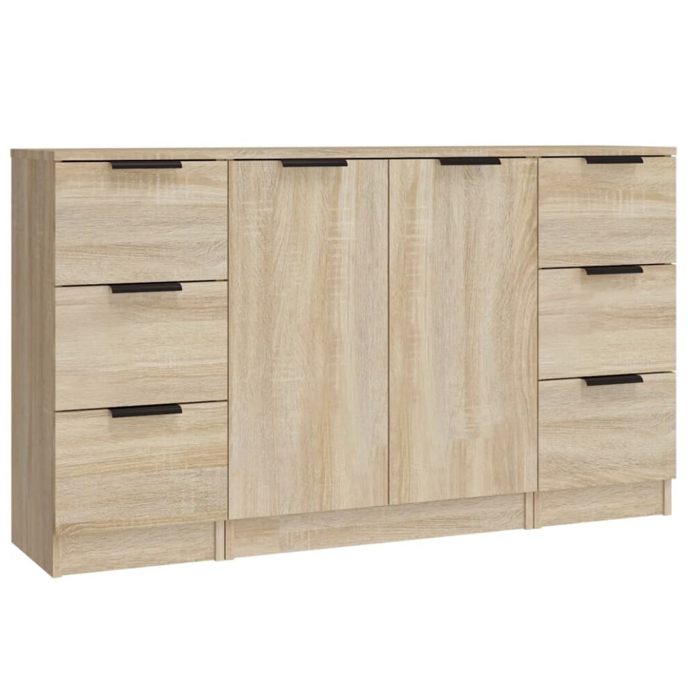 (sonoma oak) vidaXL 3x Sideboards Engineered Wood Cabinet Home Organiser Multi Colours