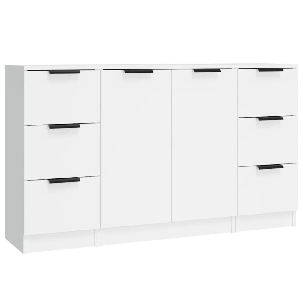 Vidaxl (White) 3X Sideboards Engineered Wood Cabinet Home Organiser Multi Colours White