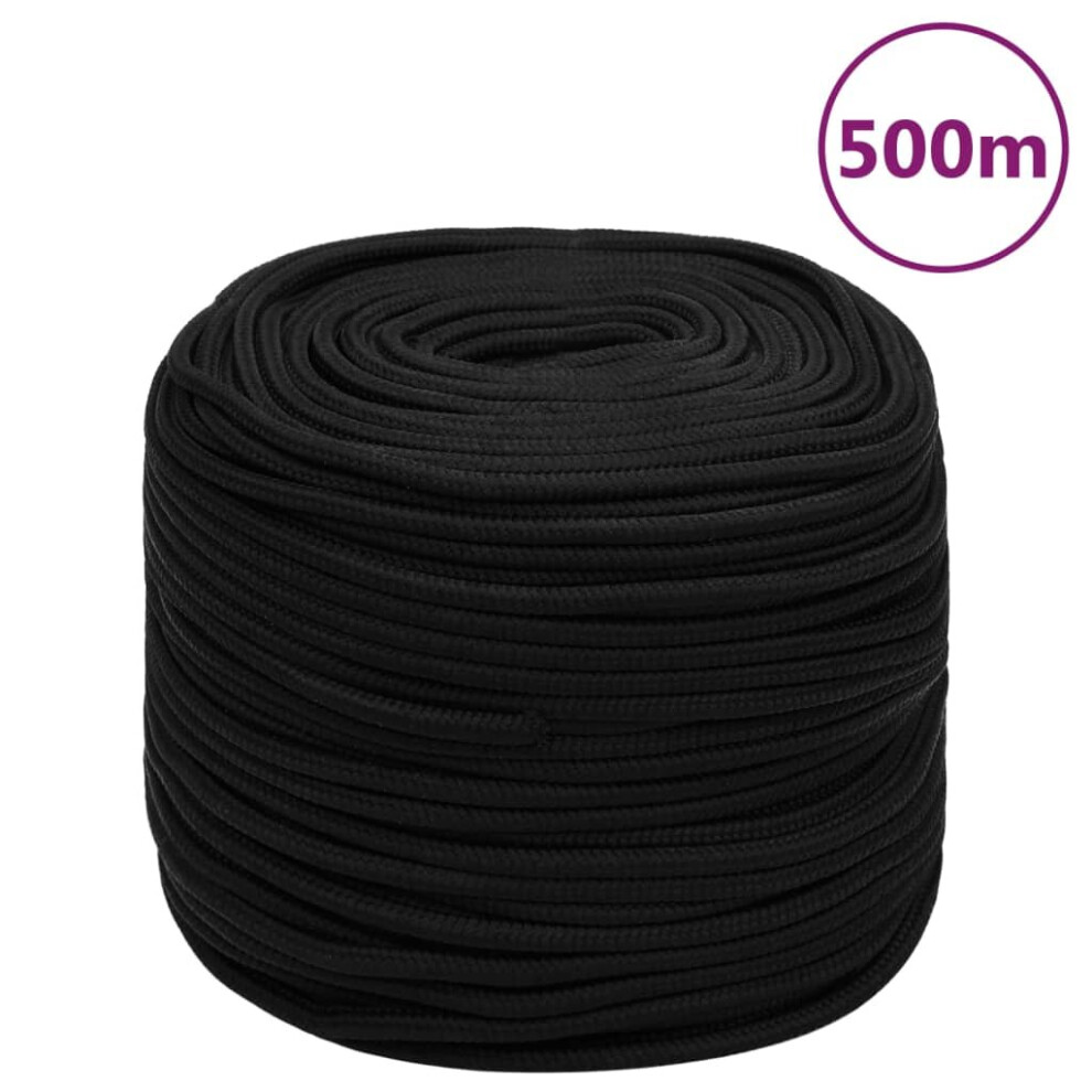 (black, 6 mm/ 500 m) vidaXL Braided Boat Rope Polyester Sturdy Yacht Cable Black/White Multi Sizes