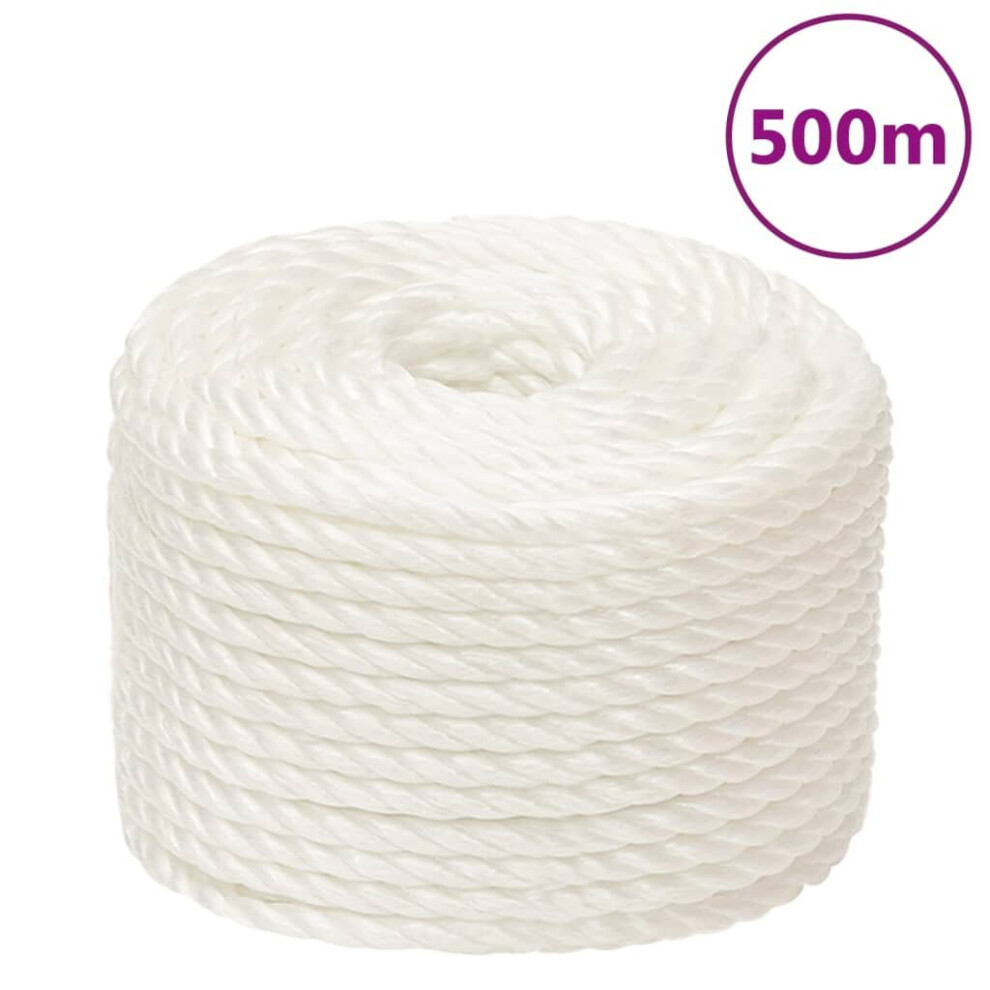 Vidaxl (White, 10 Mm/ 500 M) Twisted Rope Garden Workshop Line Work Rope Boat Rope Polypropylene