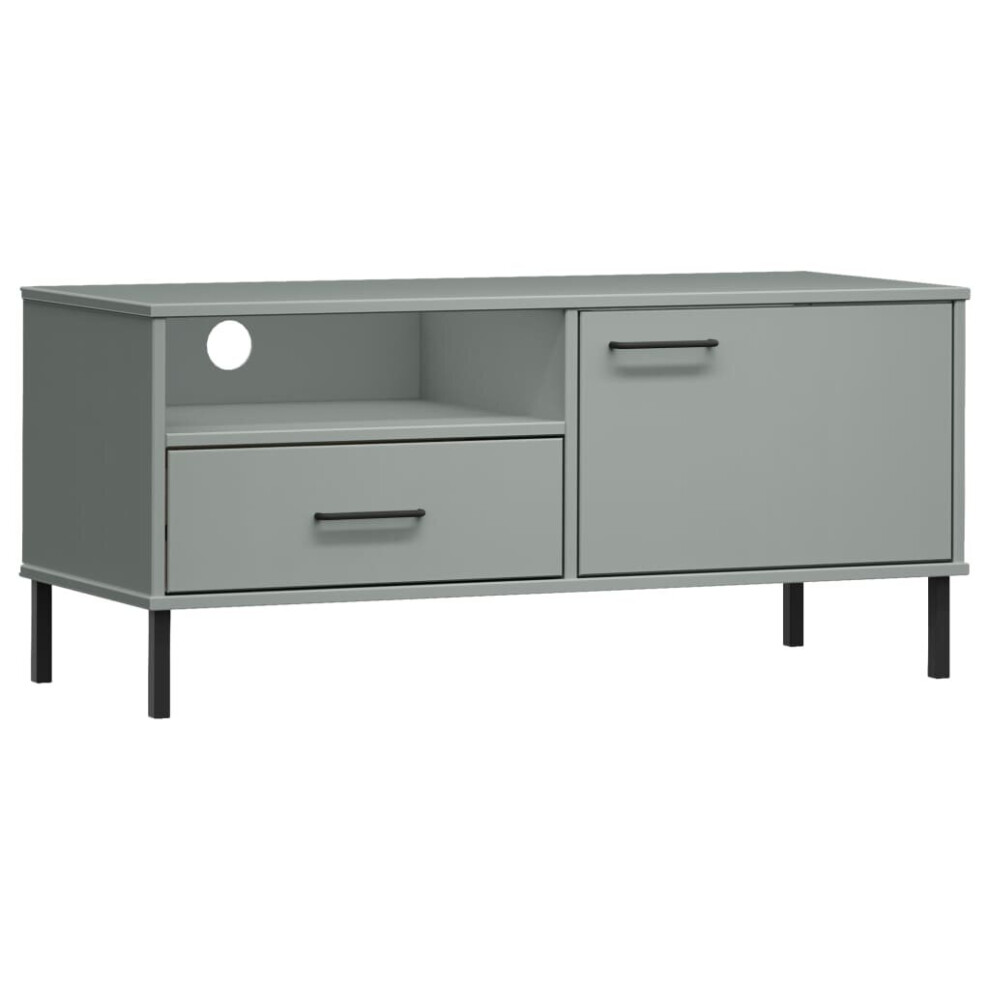 Vidaxl (Grey) Solid Wood Pine Tv Cabinet With Metal Legs Oslo Furniture Multi Colours