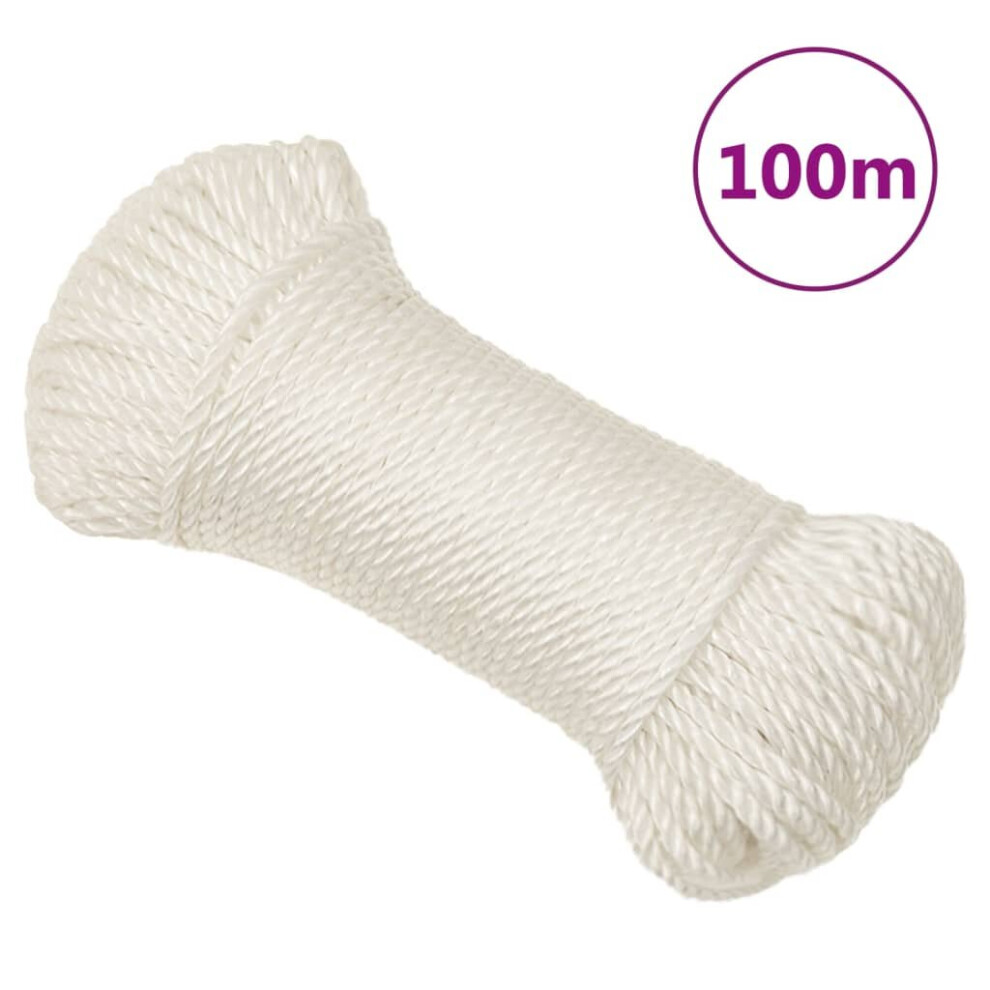 (White, 8 Mm/ 100 M) Vidaxl Twisted Rope Garden Workshop Line Work Rope Boat Rope Polypropylene 8720287132523