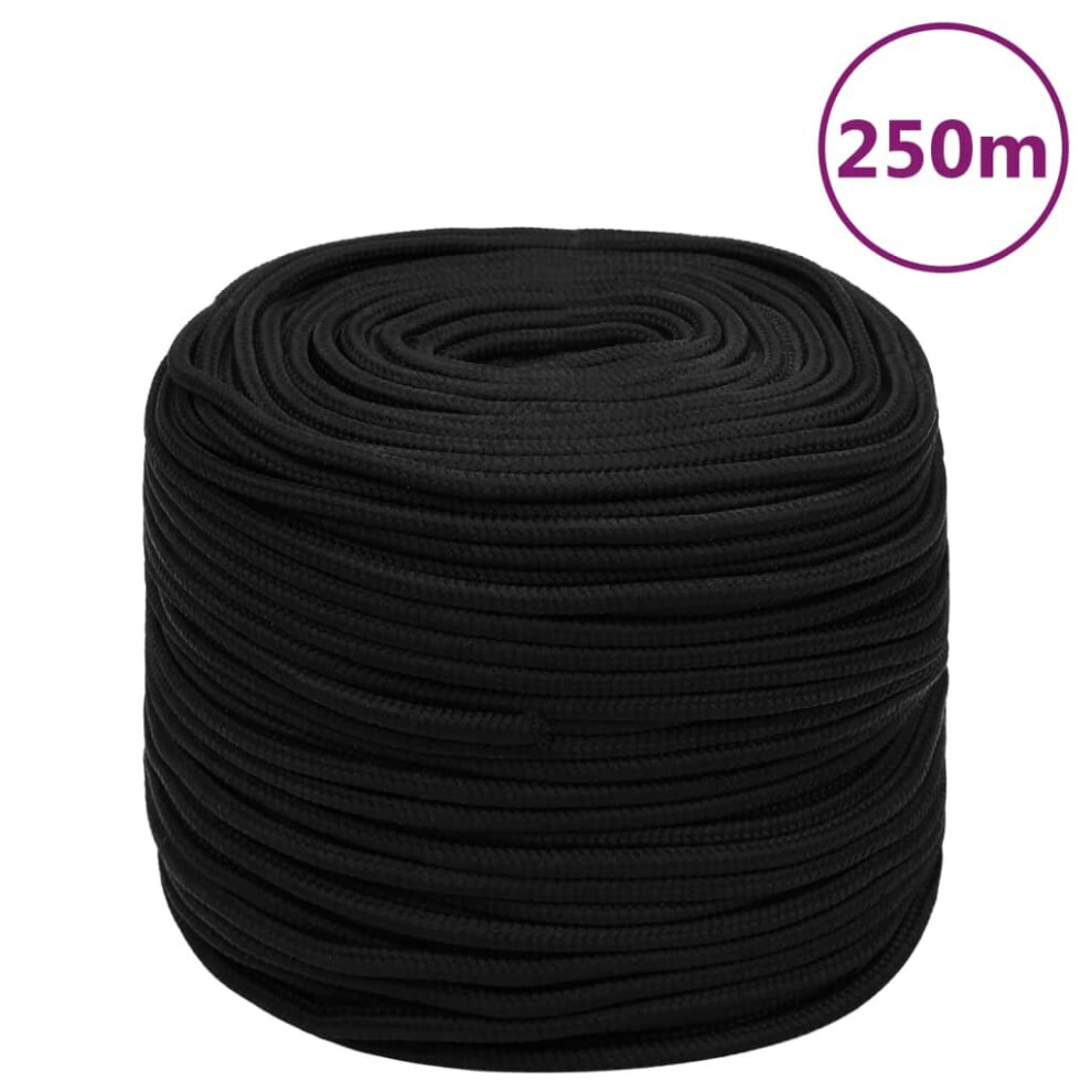 (black, 10 mm/ 250 m) vidaXL Braided Boat Rope Polyester Sturdy Yacht Cable Black/White Multi Sizes