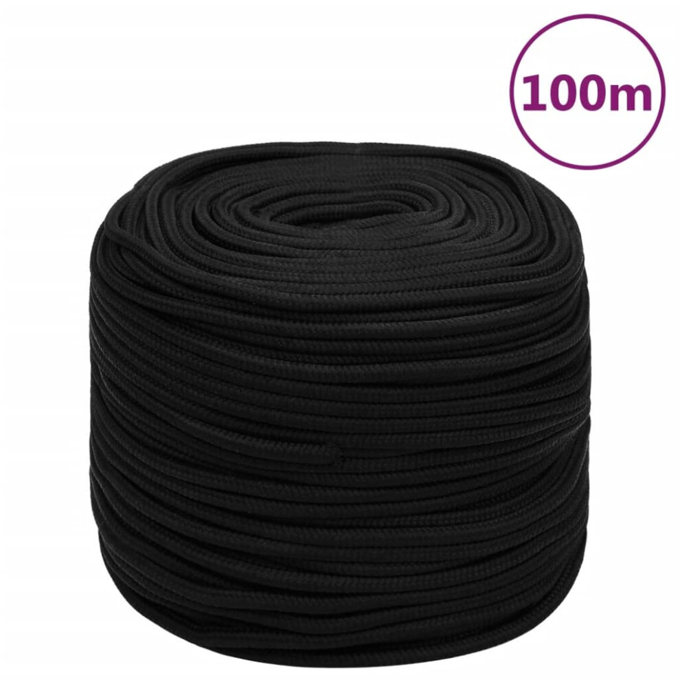 (black, 6 mm/ 100 m) vidaXL Braided Boat Rope Polyester Sturdy Yacht Cable Black/White Multi Sizes