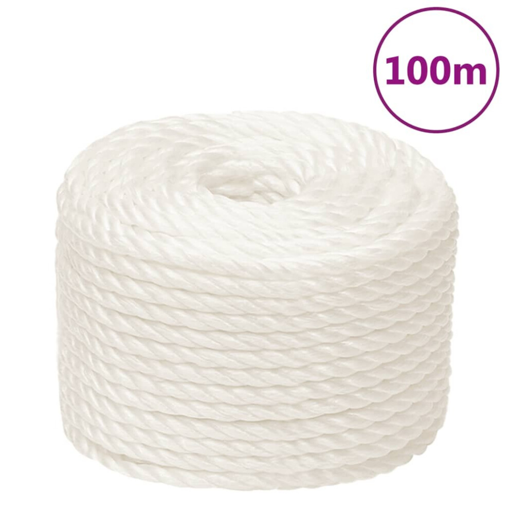 Vidaxl (White, 12 Mm/ 100 M) Twisted Rope Garden Workshop Line Work Rope Boat Rope Polypropylene