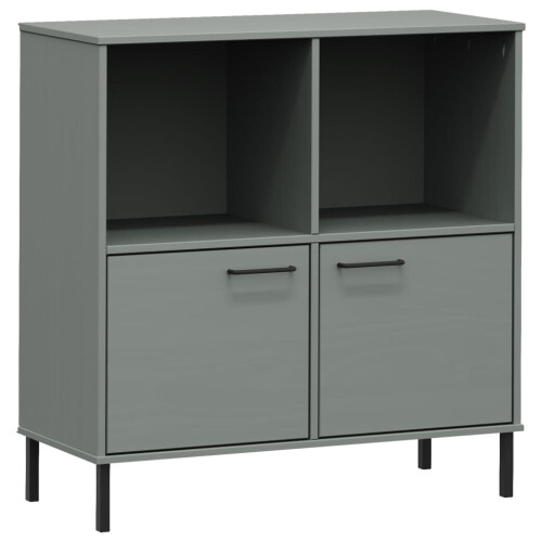 VidaXL (grey) vidaXL Solid Wood Bookcase with Metal Legs OSLO Book Storage Multi Colours
