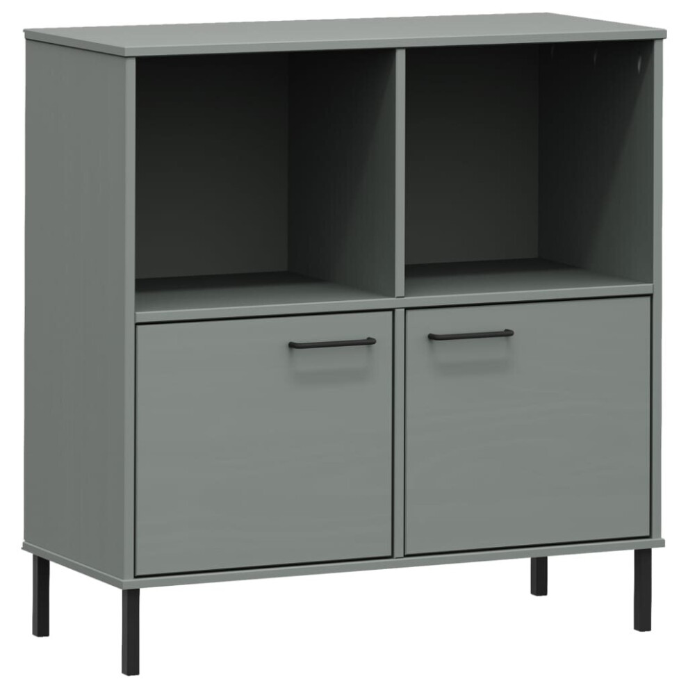 (grey) vidaXL Solid Wood Bookcase with Metal Legs OSLO Book Storage Multi Colours