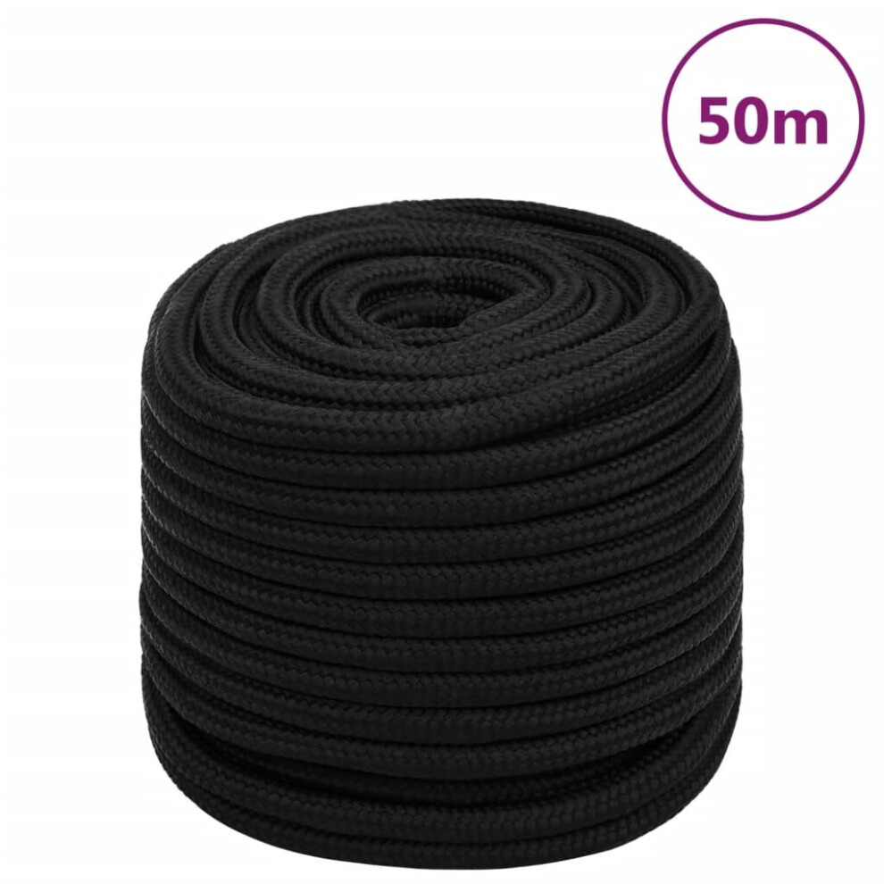 Vidaxl (, 18 Mm/ 50 M) Braided Boat Rope Polyester Sturdy Yacht Cable Multi Sizes Black/White