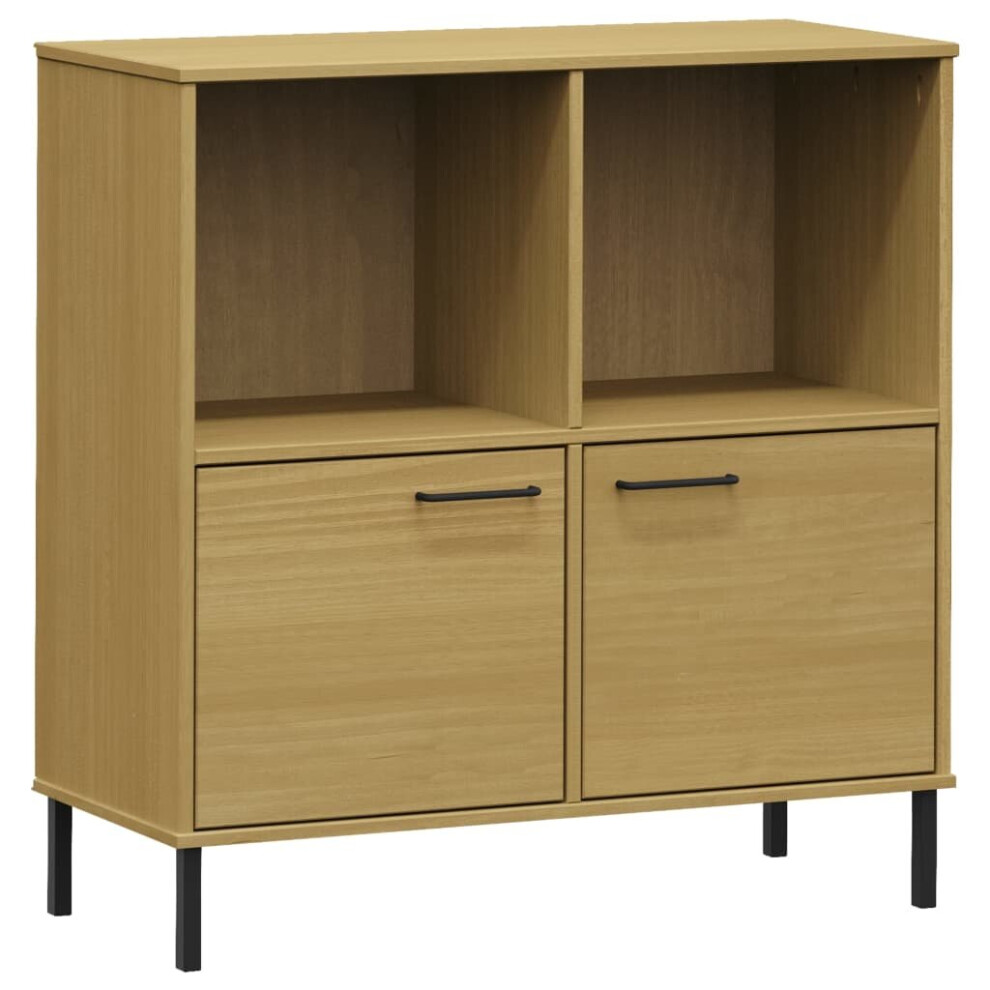 VidaXL Bookcase Solid Wood Pine Brown 90x35x90.5 cm Metal Legs Oslo - Image 2