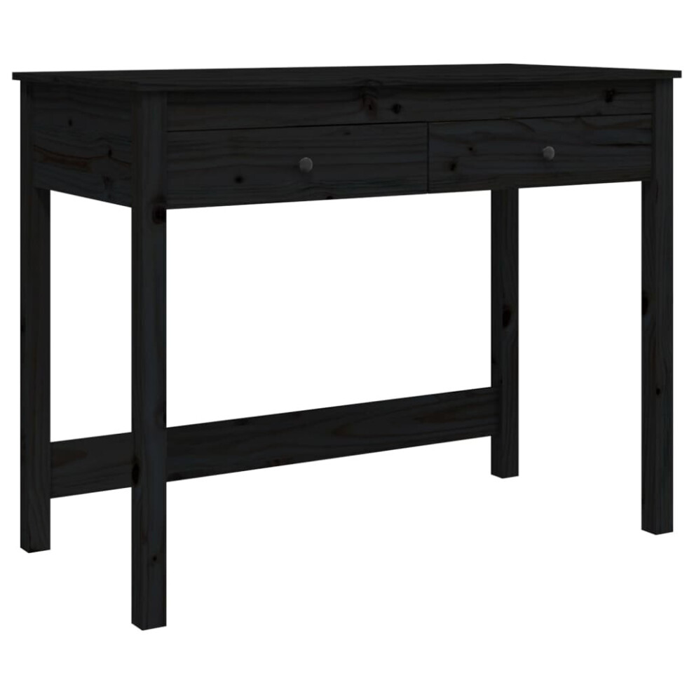 (black) vidaXL Solid Wood Pine Desk with Drawers Writing Standing Desk Multi Colours