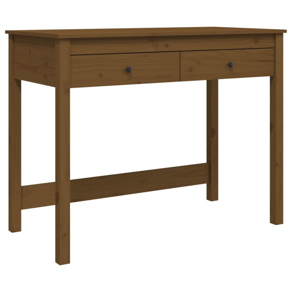 (honey brown) vidaXL Solid Wood Pine Desk with Drawers Writing Standing Desk Multi Colours