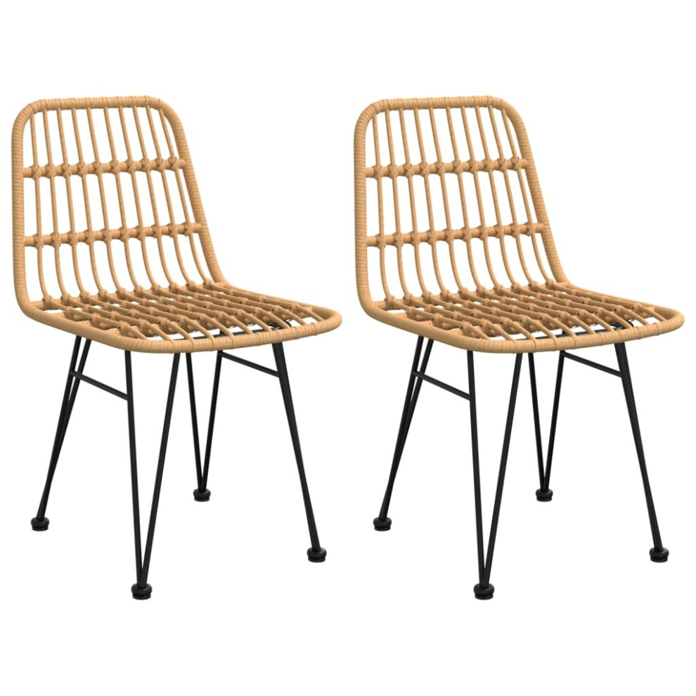 Vidaxl (Brown) 2X Garden Chairs Pe Rattan Patio Dinner Outdoor Picnic Seat Black/Brown