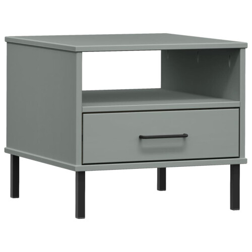 VidaXL (grey) vidaXL Solid Wood Pine Bedside Table with Metal Legs OSLO Desk Multi Colours