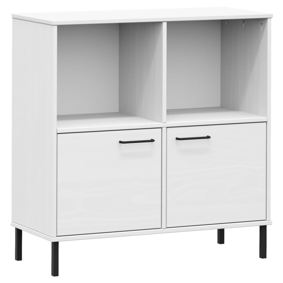 (white) vidaXL Solid Wood Bookcase with Metal Legs OSLO Book Storage Multi Colours