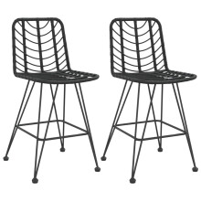 (black) vidaXL Bar Stools Garden Bar Chair Bistro Chair PE Rattan and Steel 2 pcs