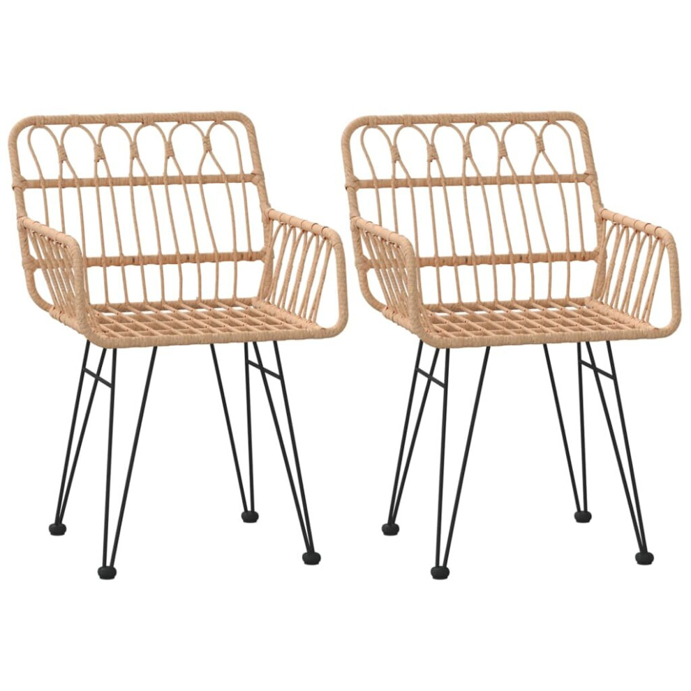Vidaxl (Brown) 2X Garden Chairs With Armrest Pe Rattan Patio Armchair Black/Brown