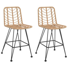 (brown) vidaXL Bar Stools Garden Bar Chair Bistro Chair PE Rattan and Steel 2 pcs