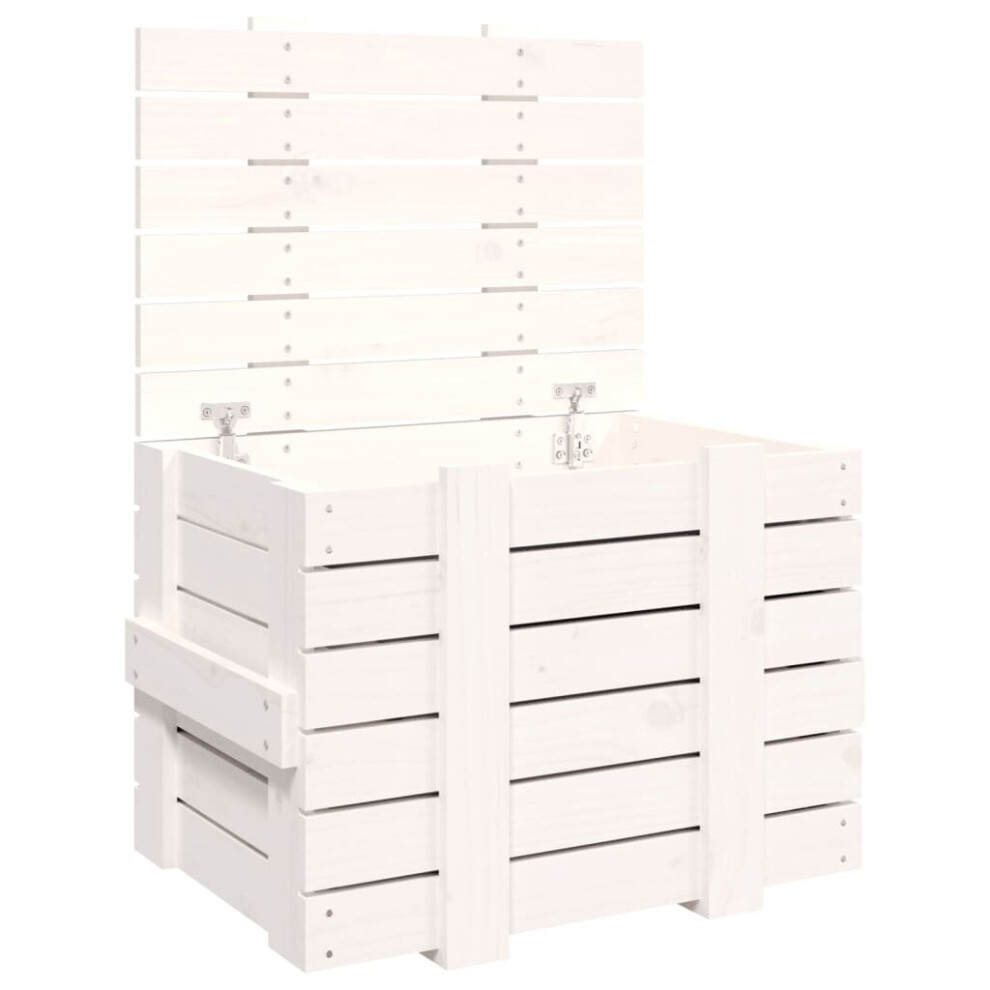 Vidaxl (White, 58 X 40.5 X 42 Cm) Solid Wood Pine Storage Box Blanket Box Multi Colours 58/91X40.5x42 Cm